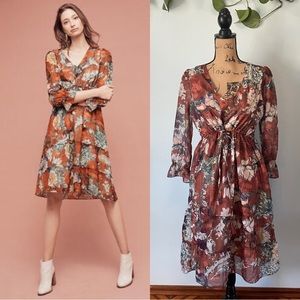 Anthropologie Floral Zeri Peasant Dress by Hemant & Nandita Size 4